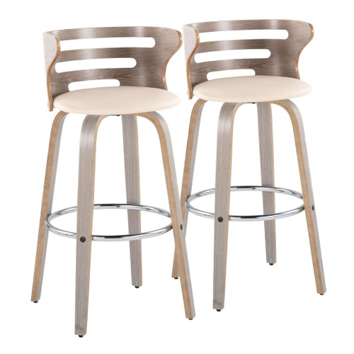Cosi - 30" Fixed-Height Barstool (Set of 2) - Beige And Light Gray