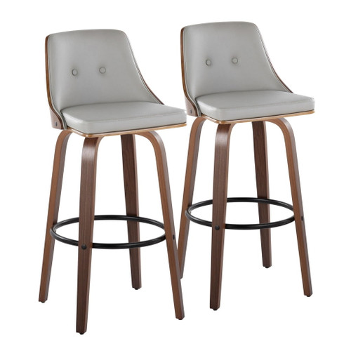 Gianna - 30" Fixed-Height Barstool (Set of 2) - Pearl Silver