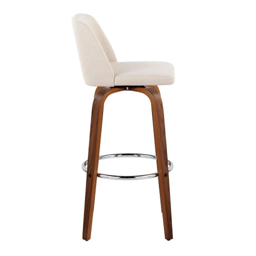 Toriano - 30" Fixed-Height Barstool (Set of 2) - Beige And Walnut