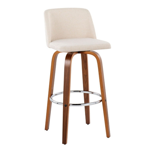 Toriano - 30" Fixed-Height Barstool (Set of 2) - Beige And Walnut