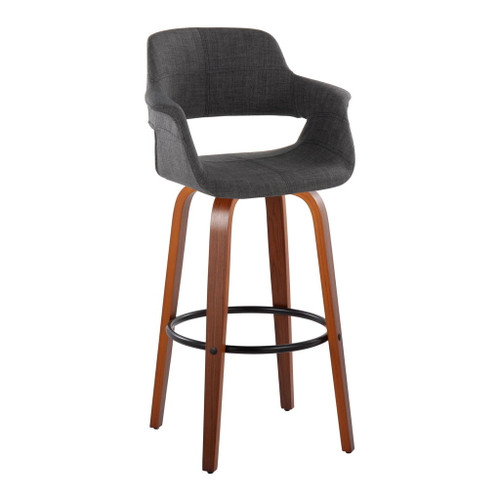 Vintage Flair - 30" Fixed-Height Barstool (Set of 2) - Dark Gray And Walnut