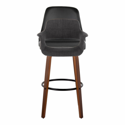 Vintage Flair - 30" Fixed-Height Barstool (Set of 2) - Dark Gray And Walnut