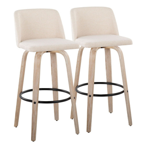 Toriano - 30" Fixed-Height Barstool (Set of 2) - Beige And Cream Noise