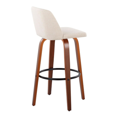 Toriano - 30" Fixed-Height Barstool (Set of 2) - Beige, Black And Walnut