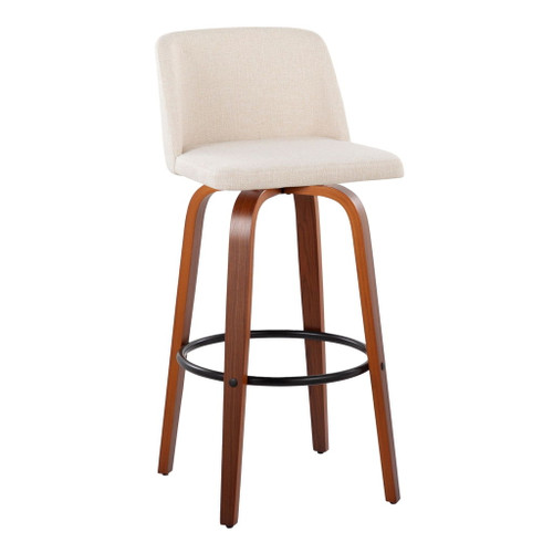 Toriano - 30" Fixed-Height Barstool (Set of 2) - Beige, Black And Walnut