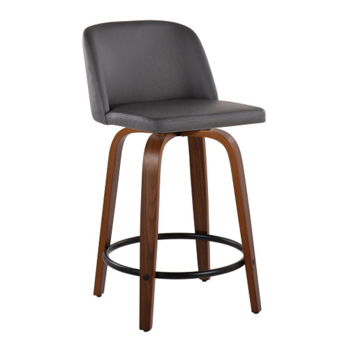 Toriano - 24" Fixed-height Counter Stool (Set of 2) - Walnut And Black Round Footrest