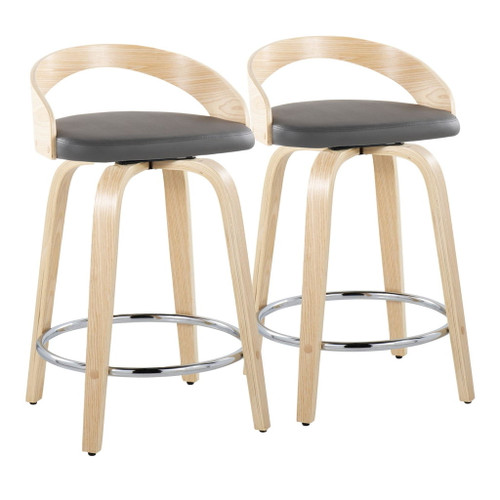 Grotto - Fixed-Height Swivel Counter Stool With Natural Wood (Set of 2)