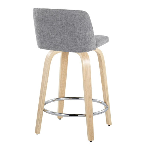 Toriano - 24" Fixed-Height Counter Stool (Set of 2) - Natural & Chrome Round Base