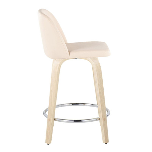 Toriano - 24" Fixed-Height Counter Stool (Set of 2) - Natural & Chrome Round Base