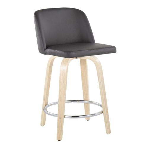 Toriano - 24" Fixed-Height Counter Stool (Set of 2) - Natural & Chrome Round Base