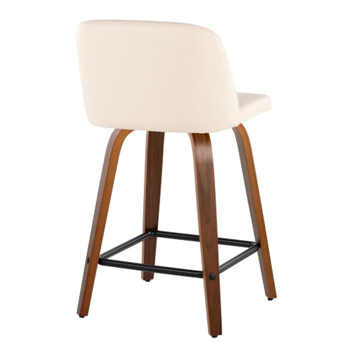 Toriano - 24" Fixed-Height Counter Stool (Set of 2) - Walnut & Black Base