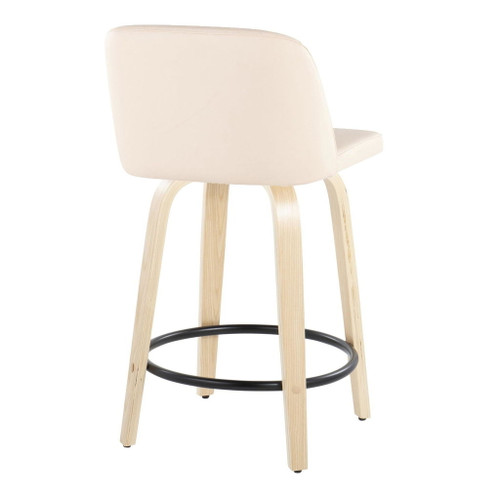Toriano - 24" Fixed-Height Counter Stool (Set of 2) - Natural & Black Round Base