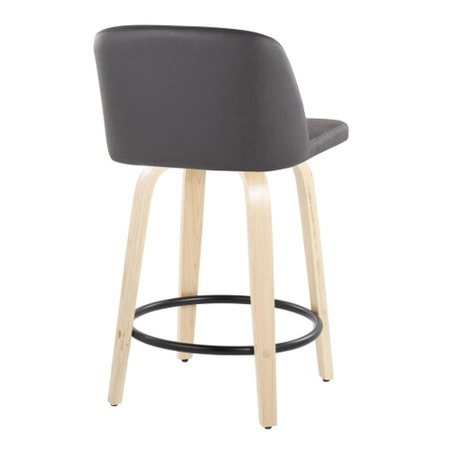 Toriano - 24" Fixed-Height Counter Stool (Set of 2) - Natural & Black Round Base