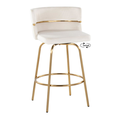 Cinch Claire - 26" Fixed-Height Counter Stool (Set of 2) - Gold Base