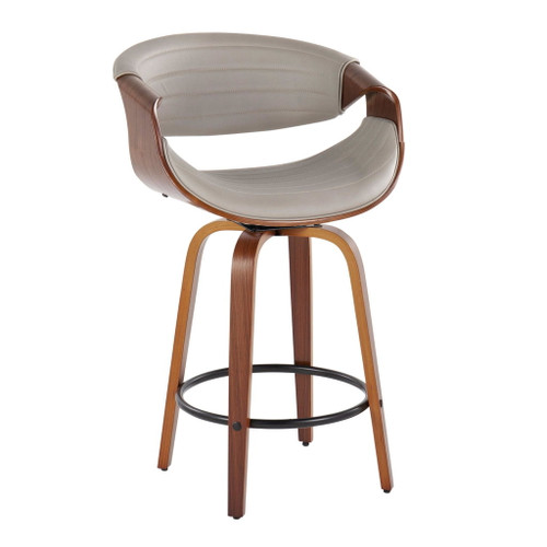 Symphony - 26" Fixed-Height Counter Stool (Set of 2) - Walnut & Black Base