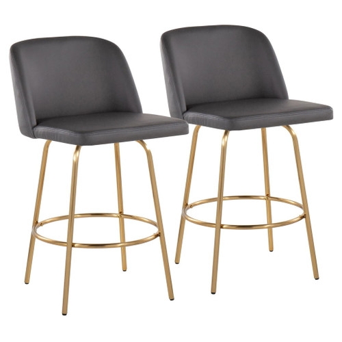 Toriano - 26" Fixed-Height Counter Stool (Set of 2) - Gold Base