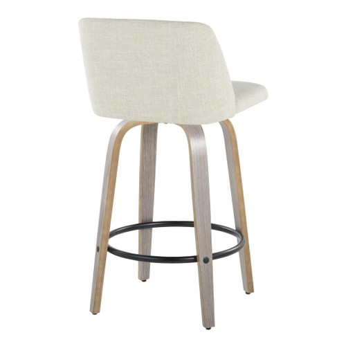 Toriano - 26" Fixed-Height Counter Stool (Set of 2) - Gray & Black Round Base