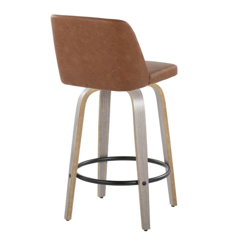 Toriano - 26" Fixed-Height Counter Stool (Set of 2) - Gray & Black Round Base