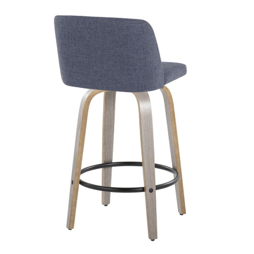 Toriano - 26" Fixed-Height Counter Stool (Set of 2) - Gray & Black Round Base