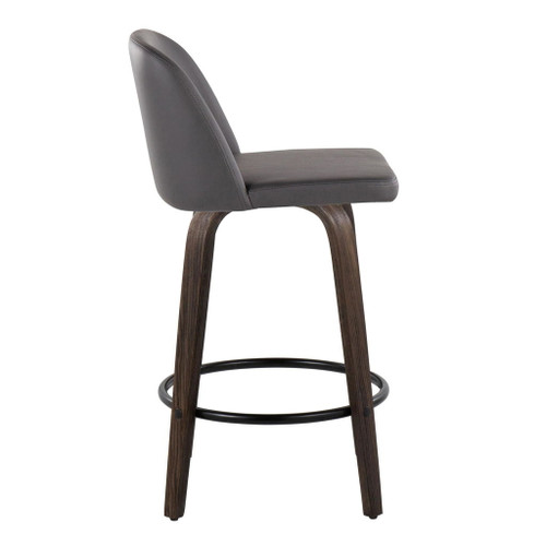 Toriano - 26" Fixed-Height Counter Stool (Set of 2) - Walnut & Black Base