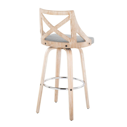 Charlotte - 30" Fixed-Height Barstool (Set of 2) - White Washed Frame