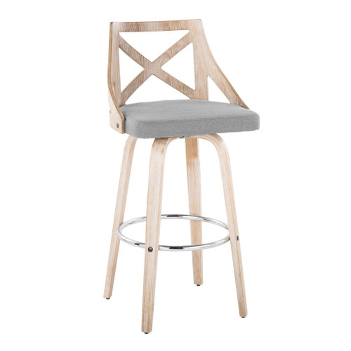 Charlotte - 30" Fixed-Height Barstool (Set of 2) - White Washed Frame