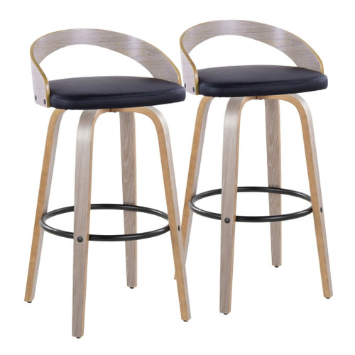 Grotto - 30" Fixed-Height Barstool (Set of 2) - Light Gray Wood