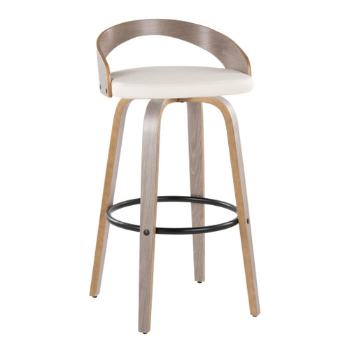 Grotto - 30" Fixed-Height Barstool (Set of 2) - Light Gray Wood