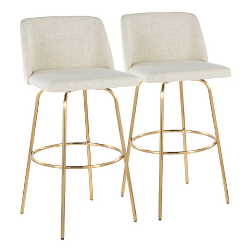 Toriano - 30" Fixed-Height Barstool (Set of 2) - Gold Base