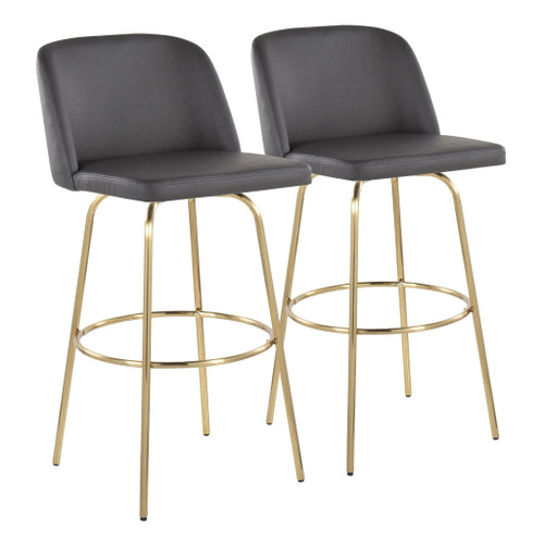 Toriano - 30" Fixed-Height Barstool (Set of 2) - Gold Base