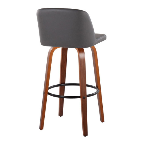 Toriano - 30" Faux Leather Fixed-Height Barstool (Set of 2) - Walnut & Chrome Base