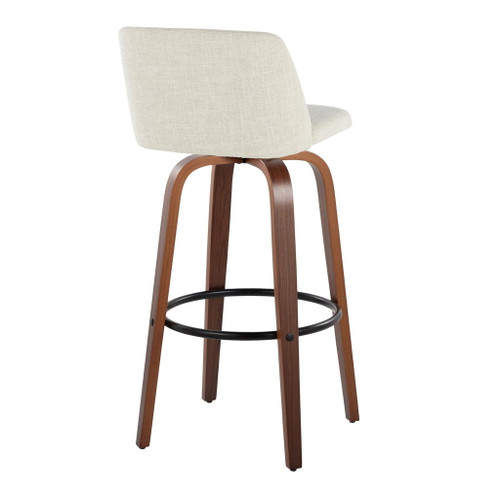 Toriano - 30" Faux Leather Fixed-Height Barstool (Set of 2) - Walnut & Chrome Base