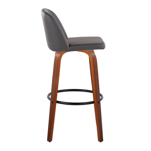 Toriano - 30" Faux Leather Fixed-Height Barstool (Set of 2) - Walnut & Chrome Base