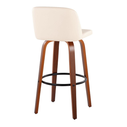 Toriano - 30" Faux Leather Fixed-Height Barstool (Set of 2) - Walnut & Chrome Base