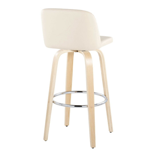 Toriano - 30" Fixed-Height Barstool (Set of 2) - Natural & Chrome Base