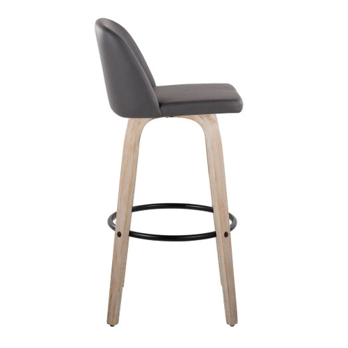 Toriano - 30" Fixed-Height Barstool (Set of 2) - White Wash And Black Round Base
