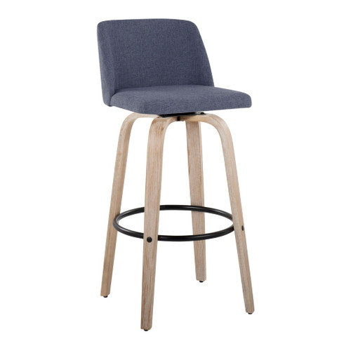 Toriano - 30" Fixed-Height Barstool (Set of 2) - White Wash And Black Round Base