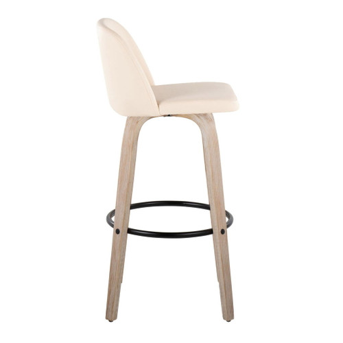 Toriano - 30" Fixed-Height Barstool (Set of 2) - White Wash And Black Round Base
