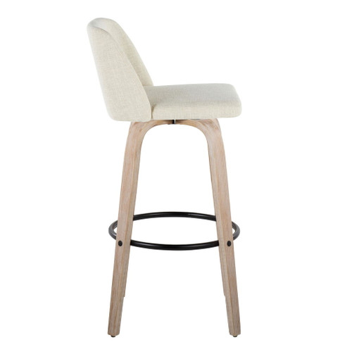 Toriano - 30" Fixed-Height Barstool (Set of 2) - White Wash And Black Round Base