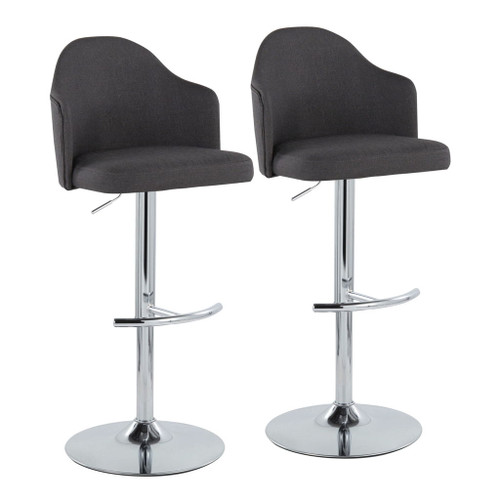 Ahoy - Adjustable Barstool With Chrome Metal Base (Set of 2)