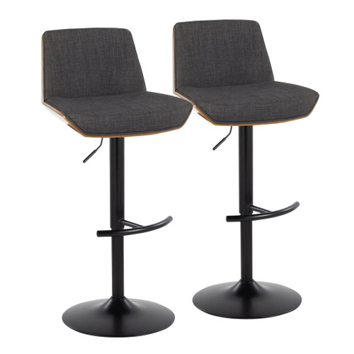 Corazza - Adjustable Barstool (Set of 2) - Charcoal Seat