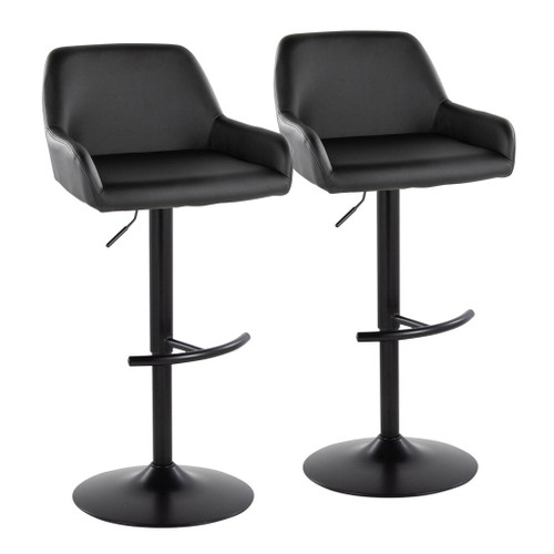 Daniella - Adjustable Barstool With Swivel - Black Metal (Set of 2)