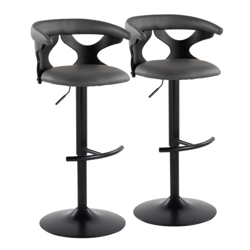 Gardenia - Adjustable Barstool (Set of 2) - Black Base And Black Wood Backrest