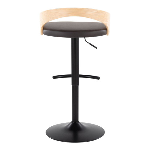 Grotto - Adjustable Barstool - Black Metal, Natural Wood