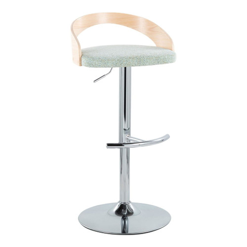 Grotto - Adjustable Barstool - Chrome Metal, Natural Wood