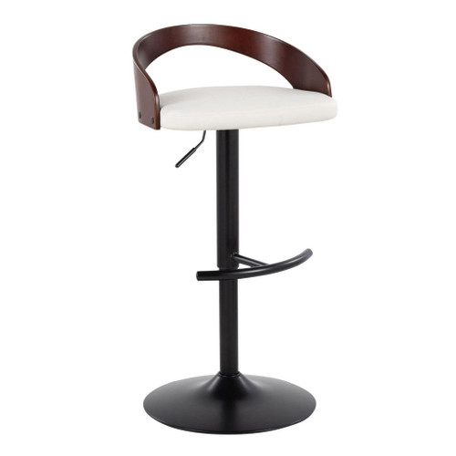 Grotto - Adjustable Barstool - Black Metal, Mahogany Wood