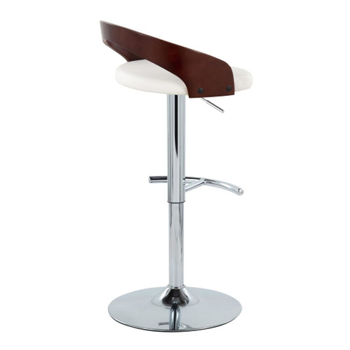 Grotto - Adjustable Barstool - Chrome Metal, Mahogany Wood