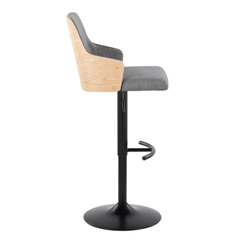 Stella - Adjustable Barstool (Set of 2) - Black Base & Natural Backrest