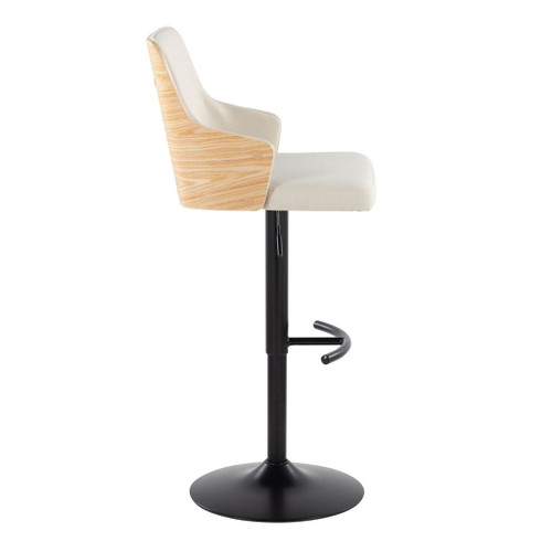 Stella - Adjustable Barstool (Set of 2) - Black Base & Natural Backrest