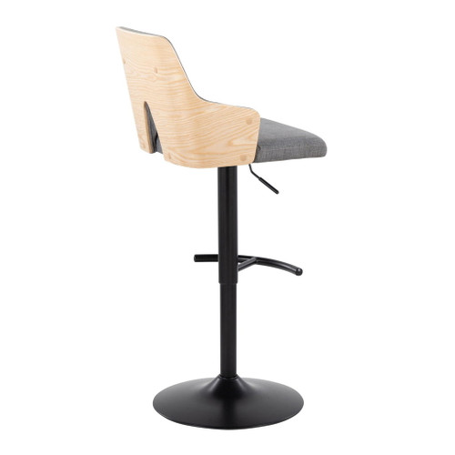 Stella - Adjustable Barstool (Set of 2) - Black Base & Natural Backrest